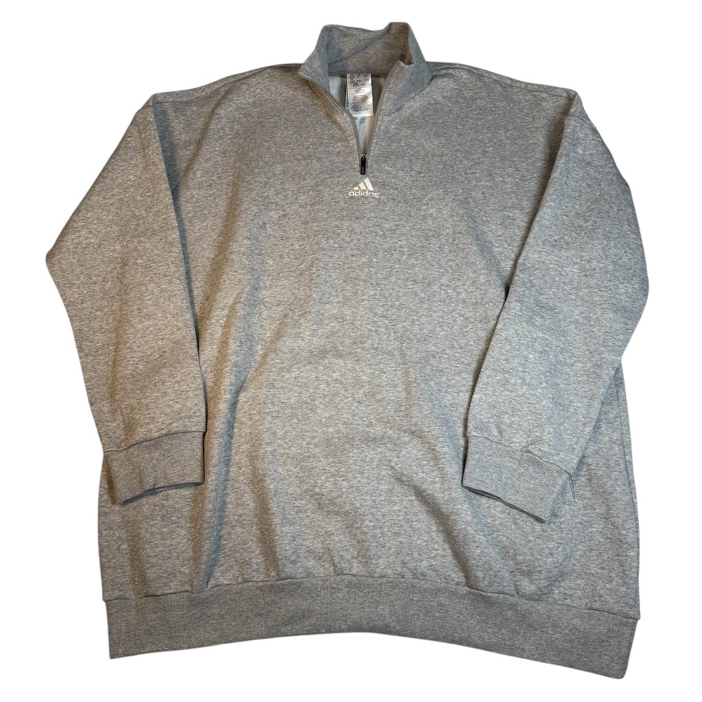 adidas Sweater Women’s 2XL Gray Essentials Comfort Elongated 1/4 Zip GD2590 - Picture 2 of 10